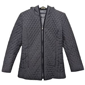 Braetan Women's Black Hooded Full Zip Quilted Jacket Size S